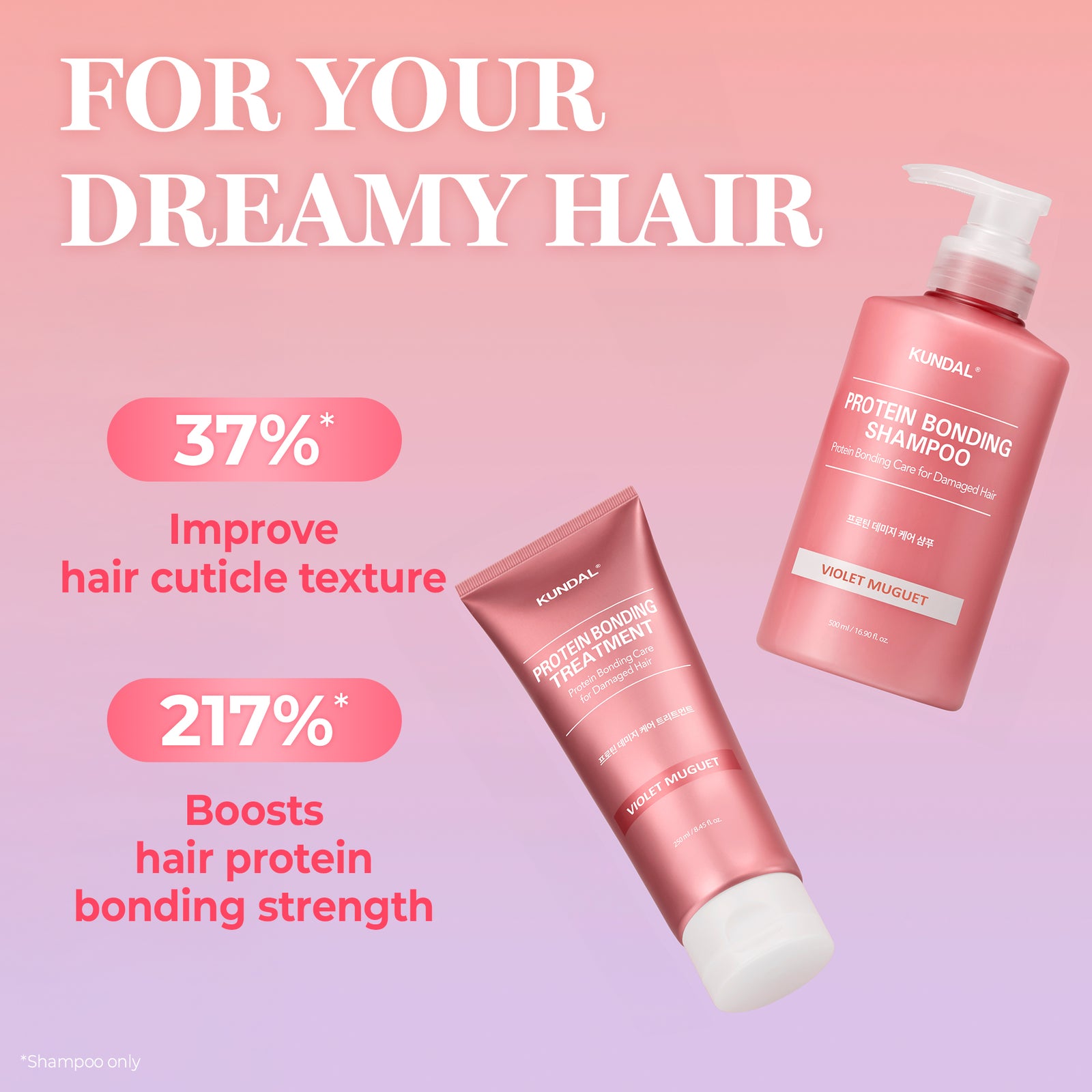 PROTEIN BONDING SET [SHAMPOO + TREATMENT] - VIOLET MUGUET – KUNDAL