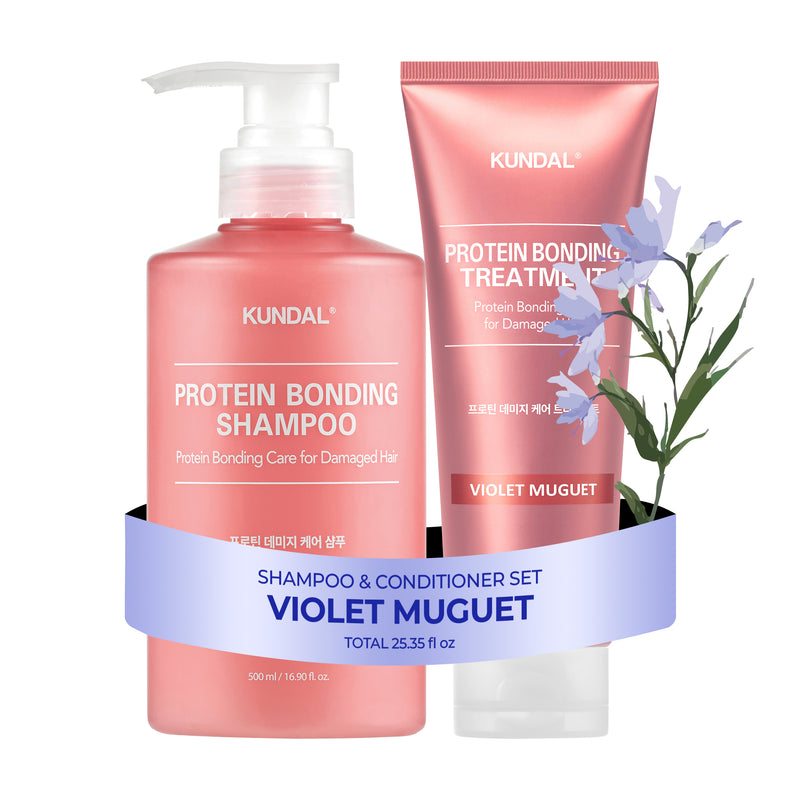 PROTEIN BONDING SET [SHAMPOO + TREATMENT] - VIOLET MUGUET – KUNDAL
