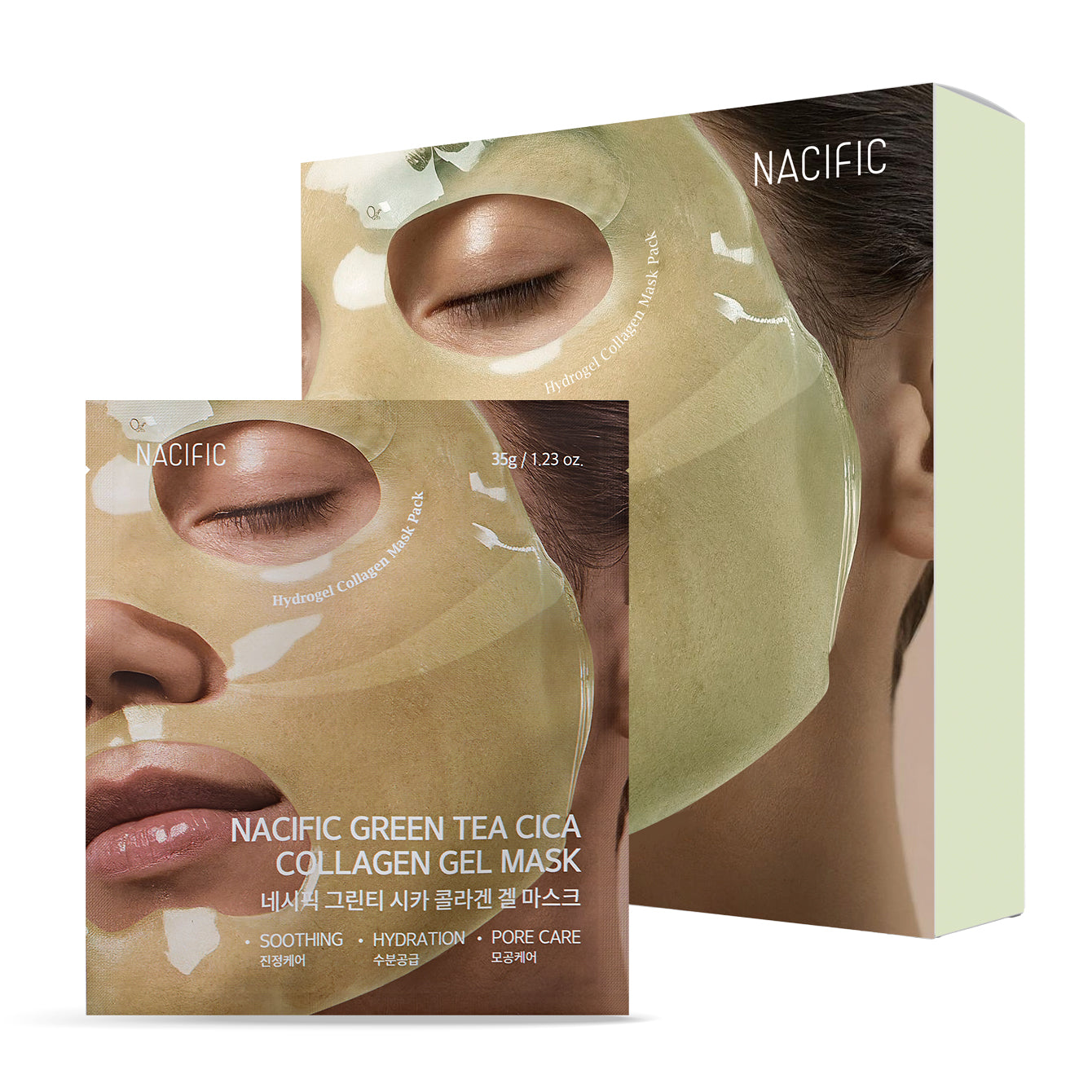 NACIFIC Collagen Gel Facial Mask (Rice Peptide / Green Tea Cica) 4EA Set