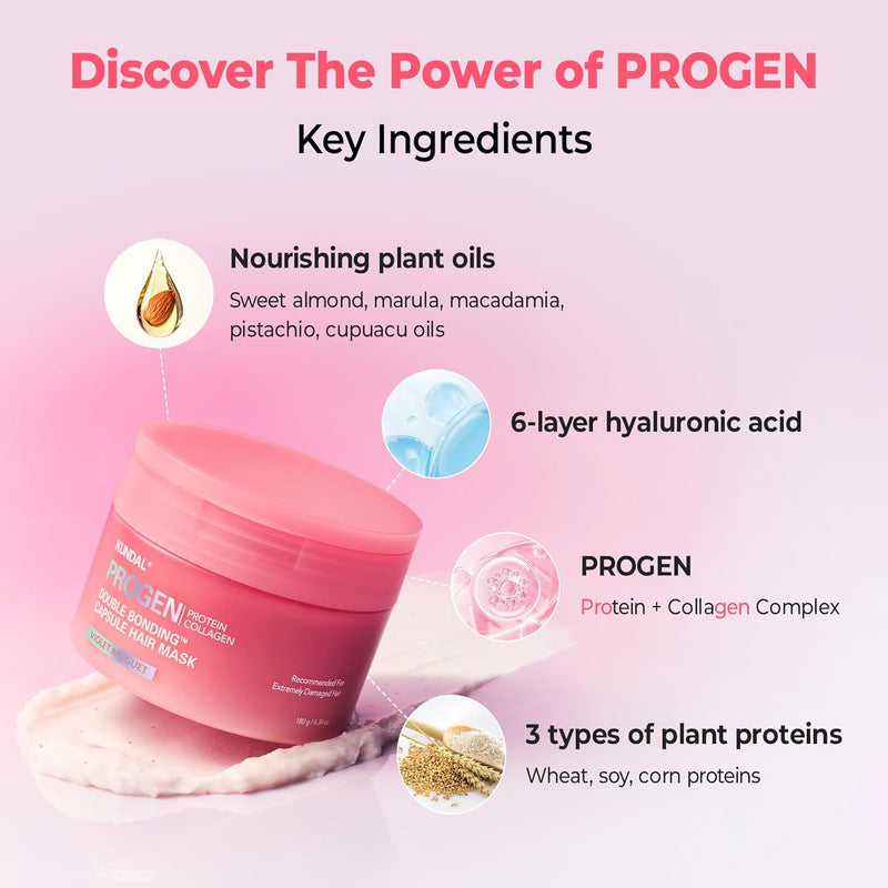Progen Double Bonding Capsule Hair Mask 6.3oz. - Violet Muguet – KUNDAL